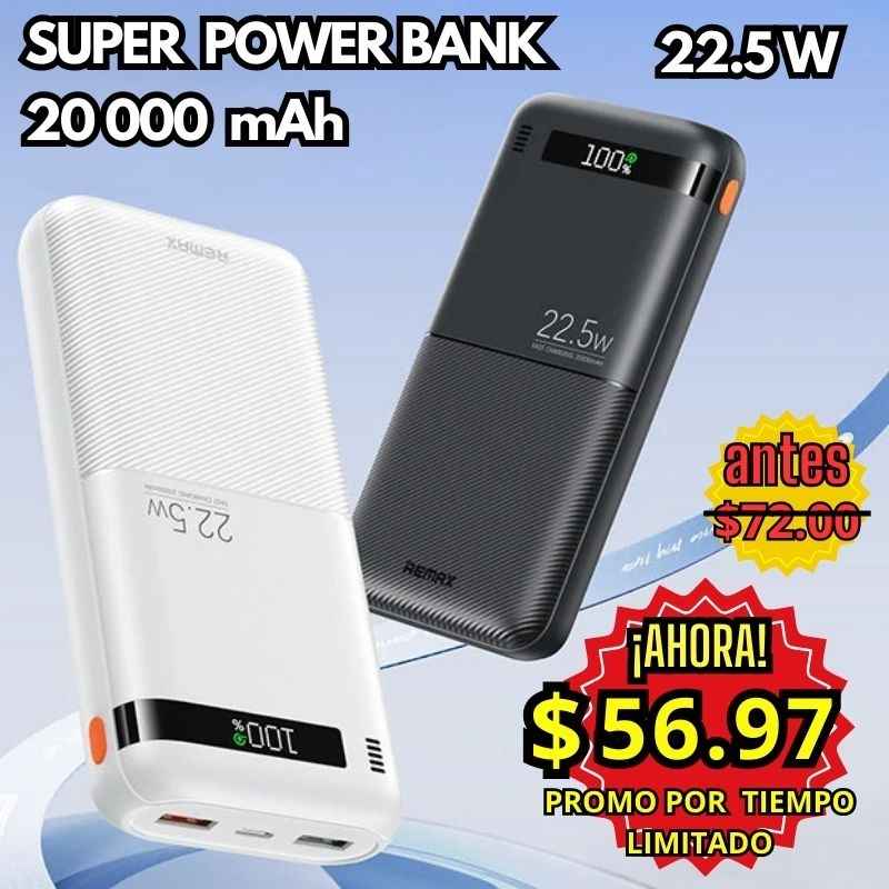 ⚡🔋 SUPER POWER BANK 20,000 mAh - CARGA RÁPIDA UNIVERSAL 🚀✨