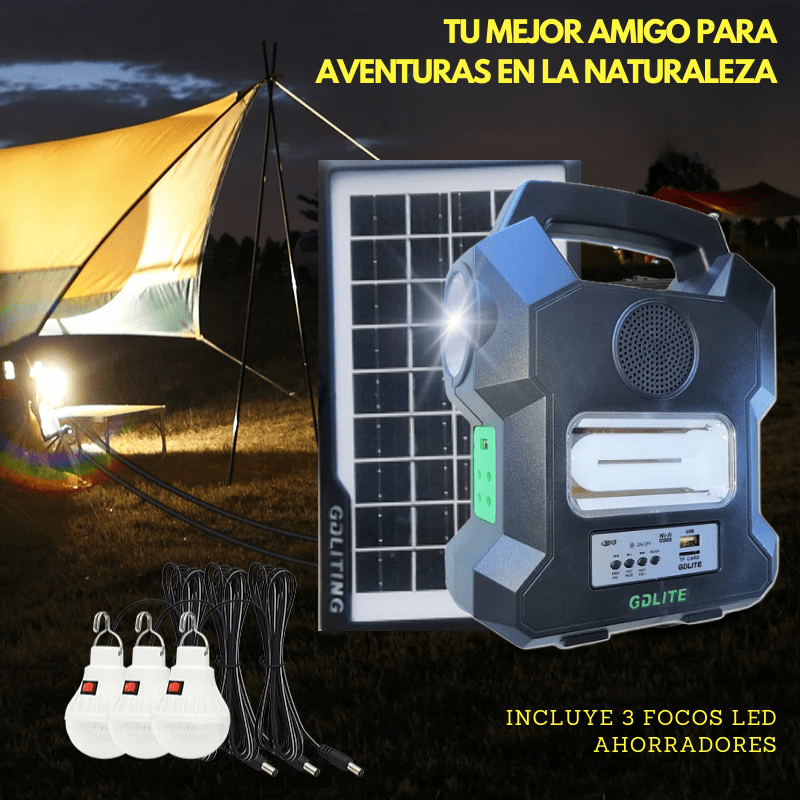 🔆💡 SOLAR CITY GDLITE - LÁMPARA SOLAR POWER BANK + 3 FOCOS LED ( GRATIS 1 FOCO DE FIESTA EXTRA)💡🔆