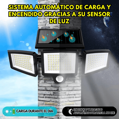 💡 ESPACIOS CON ILUMINACIÓN DE CALIDAD - LÁMPARAS SOLARES DE 3 CABEZAS 🌞