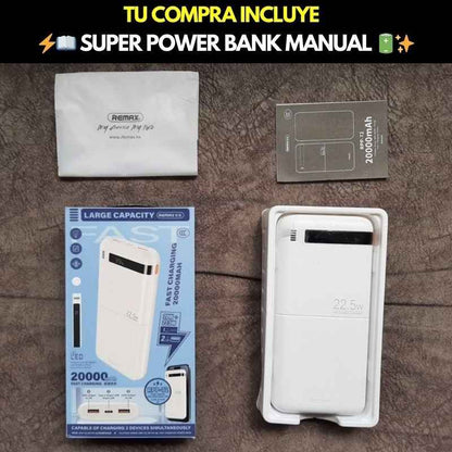 ⚡🔋 SUPER POWER BANK 20,000 mAh - CARGA RÁPIDA UNIVERSAL 🚀✨