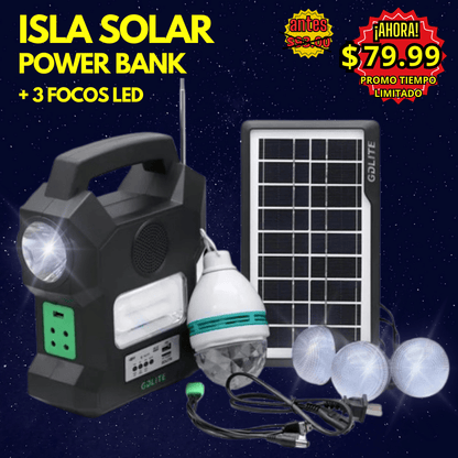 🔆💡 SOLAR CITY GDLITE - LÁMPARA SOLAR POWER BANK + 3 FOCOS LED ( GRATIS 1 FOCO DE FIESTA EXTRA)💡🔆